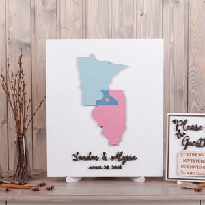Personalisierte Liebeskarte Hochzeit Gästebuch Alternative Custom State Country Map 3d Gästebuch Weißes Holzbrett Rustikales Gästebuch Schild Hochzeit