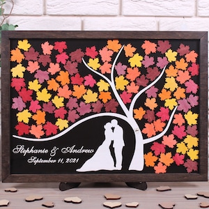 Herbst Hochzeit drop box Hochzeitsgästebuch alternativer Baum der Ahornblätter Hochzeit im Herbst Thema Braut Bräutigam Custom Rahmen Gästebuch