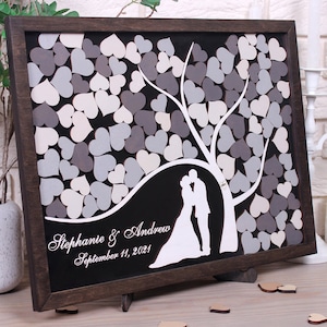 Rustieke bruiloft drop box bruiloft gastenboek alternatief bruid en bruidegom met harten aangepaste lijst drop box gastenboek hout uniek bruiloft bord