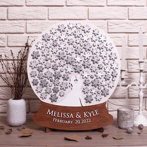 Snow Globe with Snowflakes wedding guest book alternative CUSTOM ORDER Winter wedding guestbook Unique Christmas gift Custom wedding sign image 1