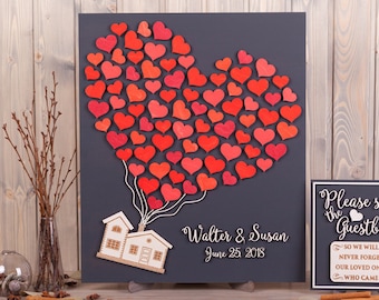 Personalisierte Hochzeit Gästebuch Alternative UP Haus Film inspiriert Hochzeit Theme 3D Gästebuch Rustikale Hochzeit Gästebuch Holz Hochzeit Zeichenbuch