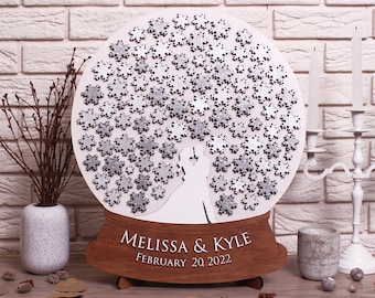 Snow Globe with Snowflakes wedding guest book alternative CUSTOM ORDER Winter wedding guestbook Unique Christmas gift Custom wedding sign