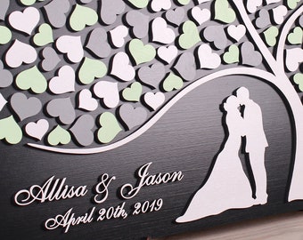 Guest book tree 3d Wedding guestbook alternative Custom frame Bride and Groom Wood rustic wedding guest book Personalized sign in book