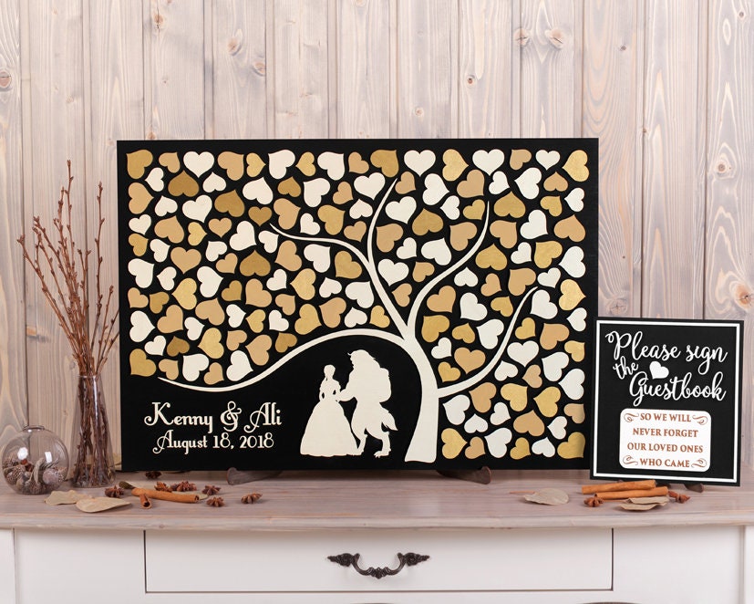 Beauty and the Beast Wedding guest book alternative Custom Etsy