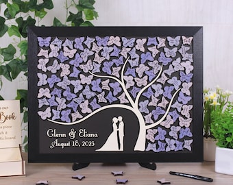 Tree of Butterflies Wedding Guest Book Alternative, Magnetic Guest Sign
