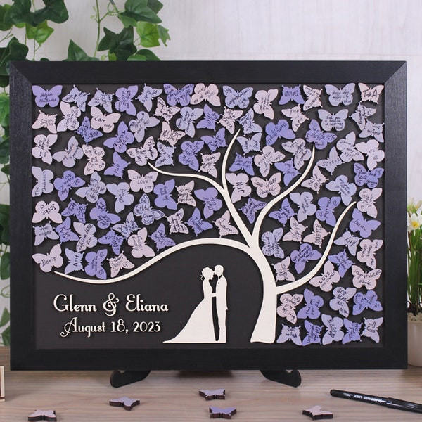 Tree of Butterflies Magnetic wedding guest book alternative Custom guest book Baby shower guest book Sweet 15 16 Personalized sign