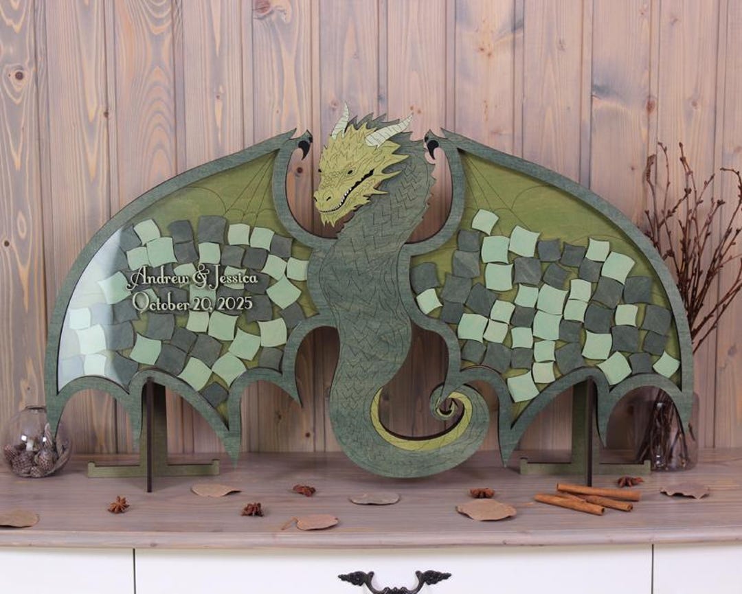 Dragon Guest Book Alternative – Custom Drop Box Guestbook for Fantasy ...