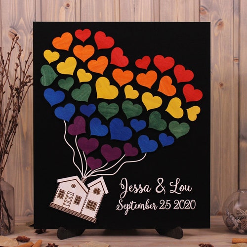 Up House With Balloons Wedding Guest Book Alternative Custom Etsy