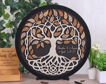 Celtic Tree of Life Wedding Guest Book – Custom Magnetic Guestbook Alternative – Rustic Wedding Decor