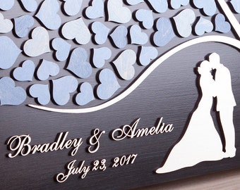 Personalized wedding guest book alternative 3D Wood wedding guestbook sign Bride and Groom Custom wedding colors Dusty blue wedding theme