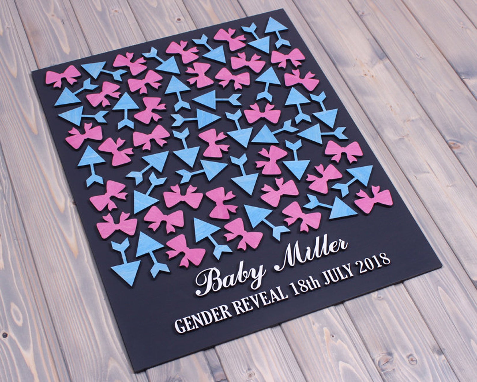 Bows and Arrows Gender Reveal Party Baby Shower Guestbook Wood Etsy