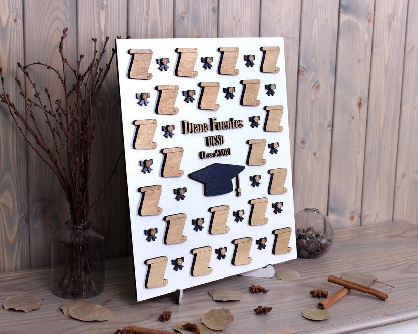 Wooden Graduation Guest Book Grad Gifts Rustic Personalized Class of 2–  Stocking Factory