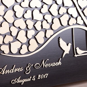 Wood wedding guest book alternative Love birds Rustic Sign In Guestbook Custom 3D Unique Guest book Wedding Tree of hearts Wedding Gift