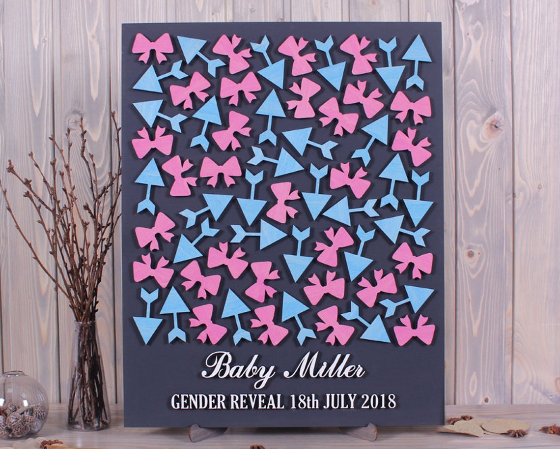 Bows and Arrows Gender Reveal Party Baby Shower Guestbook Wood Etsy