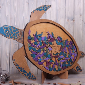 Sea Animals Wedding Guest Book Alternative Drop box wedding guestbook alternative Ocean turtle Nautical beach wedding theme Custom sign
