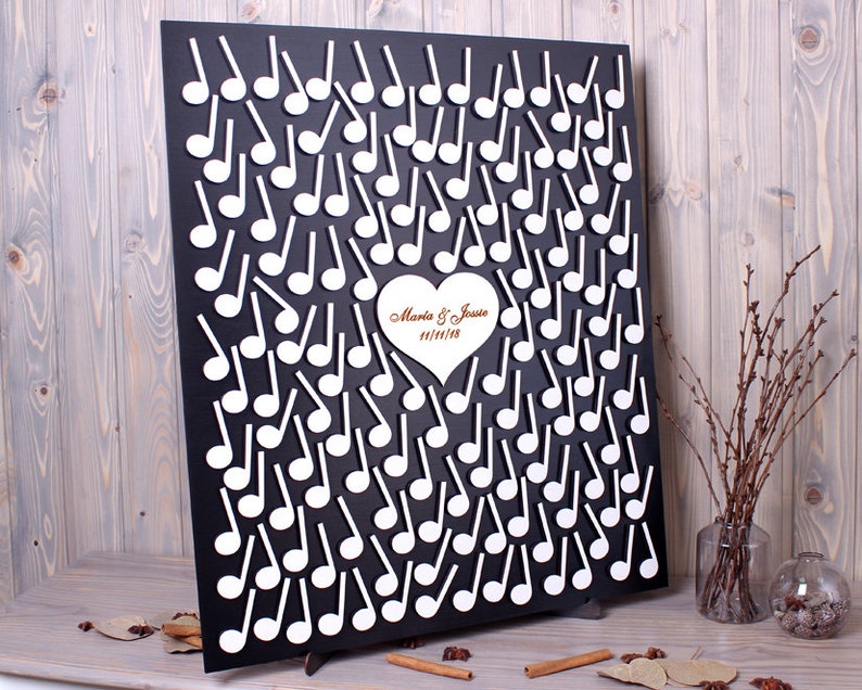 Custom Wedding Guest Book Alternative 3d Music Note Guestbook Etsy