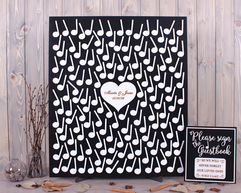 Custom Wedding Guest Book Alternative 3d Music Note Guestbook Etsy
