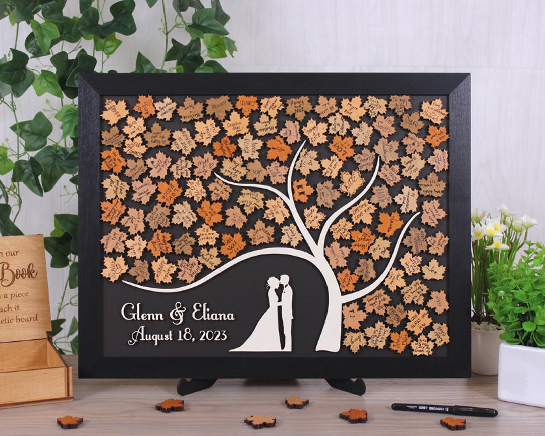 Wedding Guest Book Alternative Rustic Maple Tree Leaves
