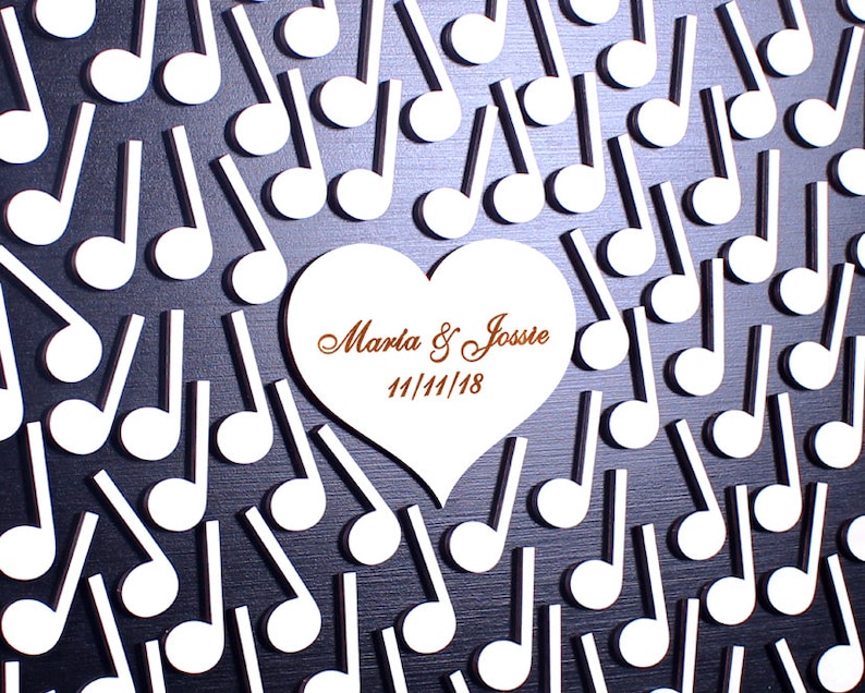 Custom Wedding Guest Book Alternative 3d Music Note Guestbook Etsy