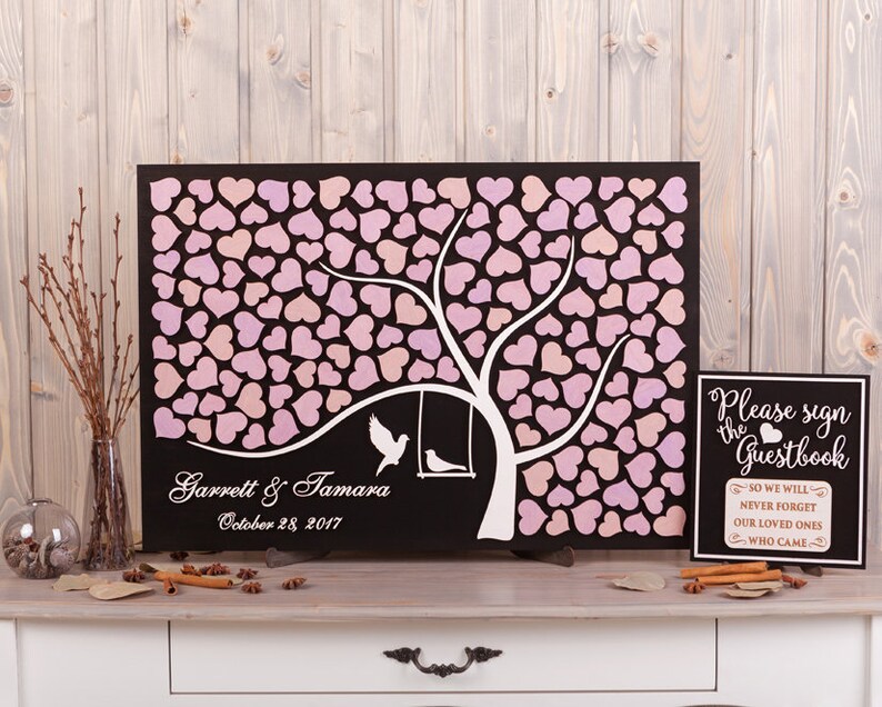 Custom Colors LILAC Wedding Guest Book Rustic Wedding Etsy