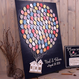 Casa con palloncini libro degli ospiti per matrimonio alternativo Libro degli ospiti per matrimonio personalizzato Accedi Palloncini 3D Ispirato al film Il nostro libro delle avventure