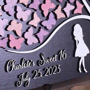 Guest book alternative sweet 16, Sweet 15, Sweet sixteen, Tree of Butterflies, Custom Quinceanera guestbook, quinceañera Birthday guest book