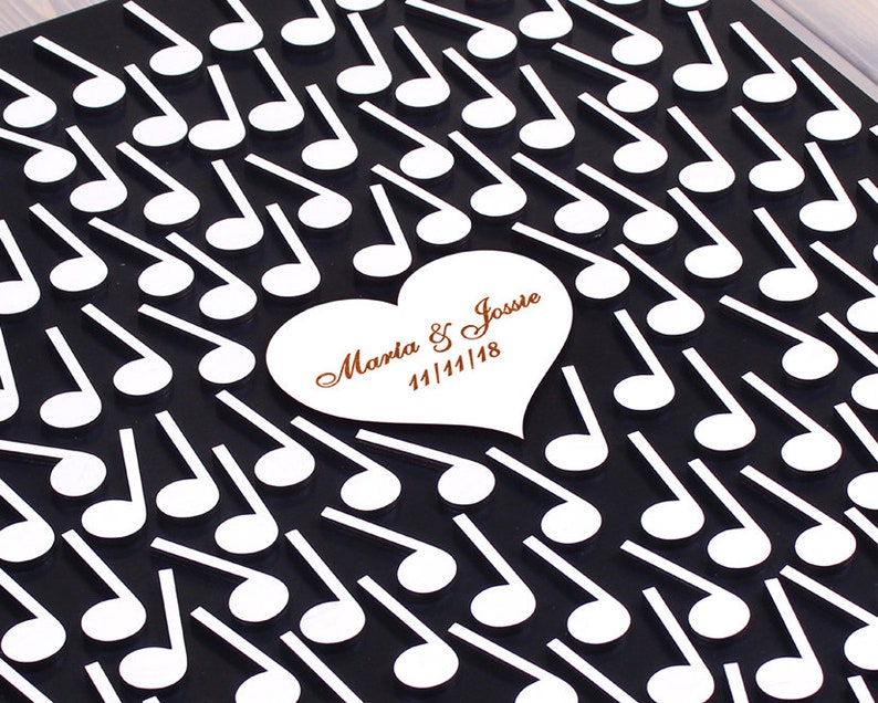 Custom Wedding Guest Book Alternative 3d Music Note Guestbook Etsy