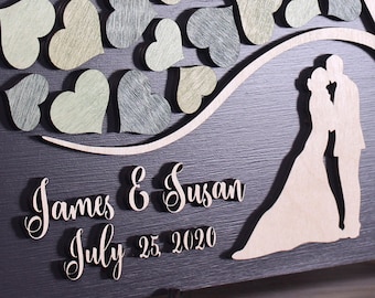 Personalized wedding guest book alternative 3D Wood wedding guestbook sign Bride and Groom Custom wedding colors Sage Green wedding theme