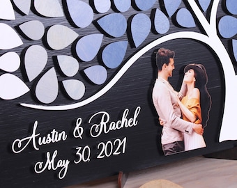 Personalized Wedding Guest Book Alternative - Custom 3D Portrait - 3D Tree of leaves for sign - Photo Guestbook Sign – Home, wedding decor