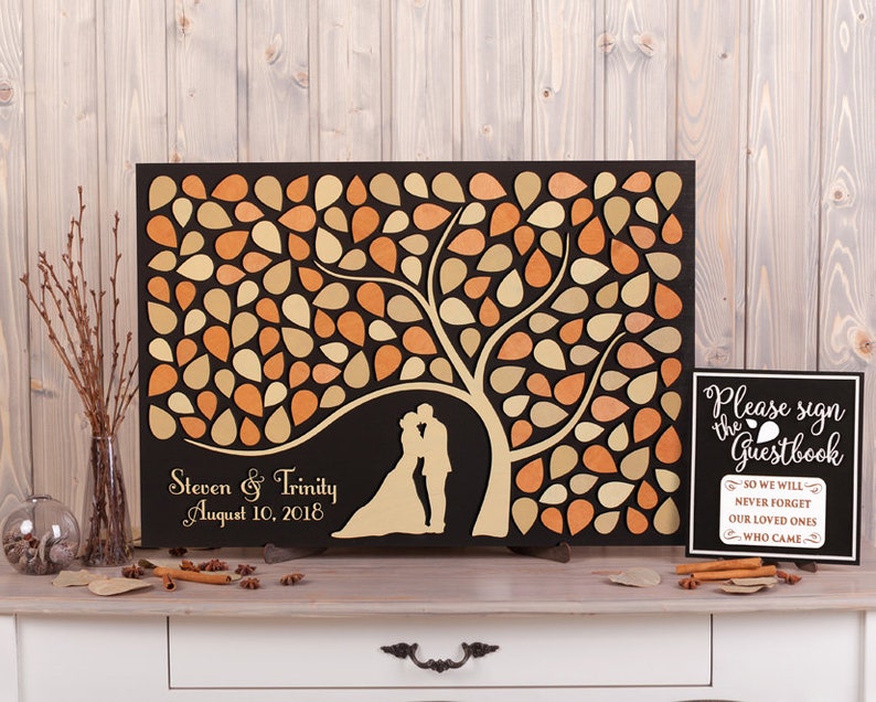 Custom Wedding Guest Book Alternative Tree of Leaves 3d Etsy