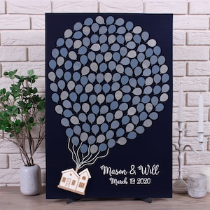 Up house with balloons wedding guest book alternative Custom wedding guestbook Sign in 3d balloons Movie inspired Our Adventure Book