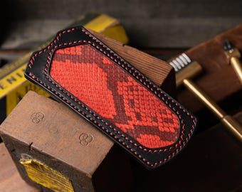 Python skin balisong sheath with pocket Ulticlip