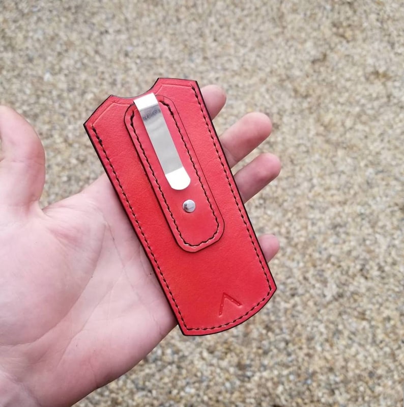 Red Bali cocoonbalisong sheath with pocket clip