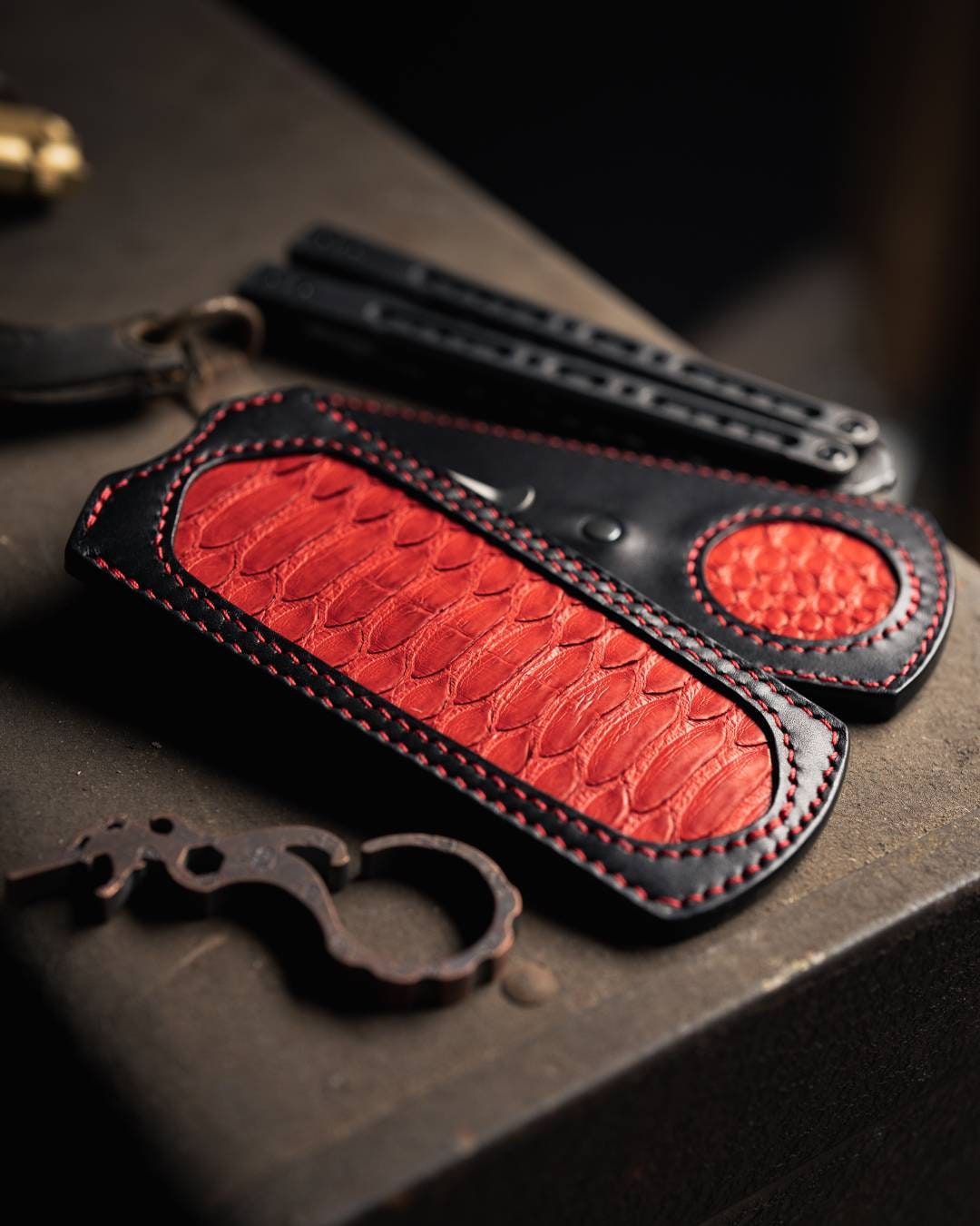 Red Python Cocoon/balisong Sheath With Pocket Ti Clip - Etsy