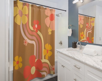 Retro Art Nouveau Shower Curtain Bathroom Decor Fabric-view of - Etsy