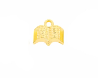 Small Golden Open Book Charm