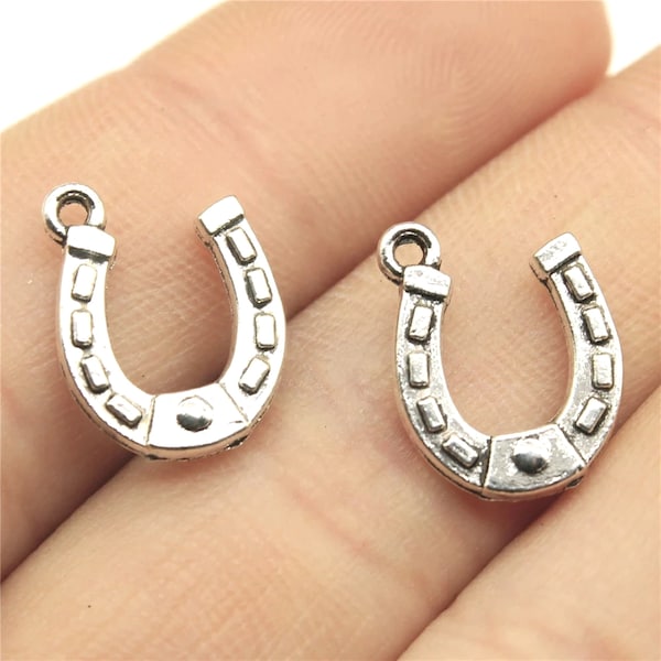 3D Antique Silver Horseshoe Charm