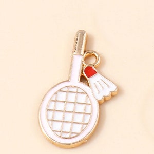 Pink Enameled Badminton Racket Charm