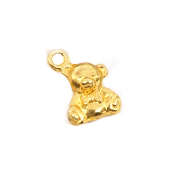 Small 3D Golden Teddy Bear Charm