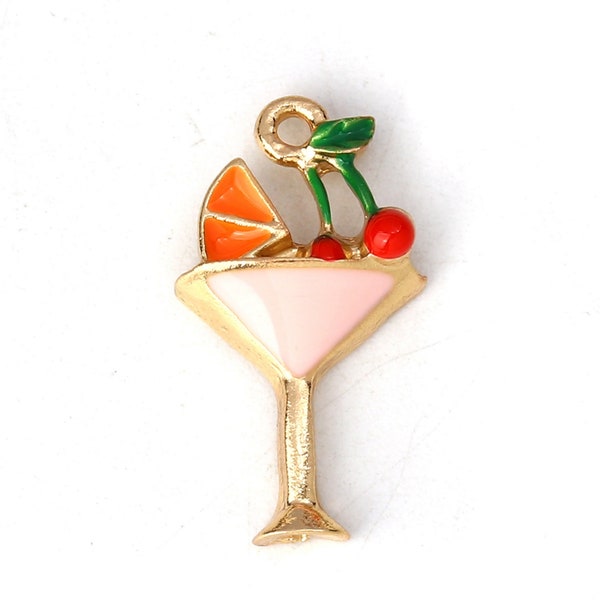 Pink Enameled Mixed Drink Charm