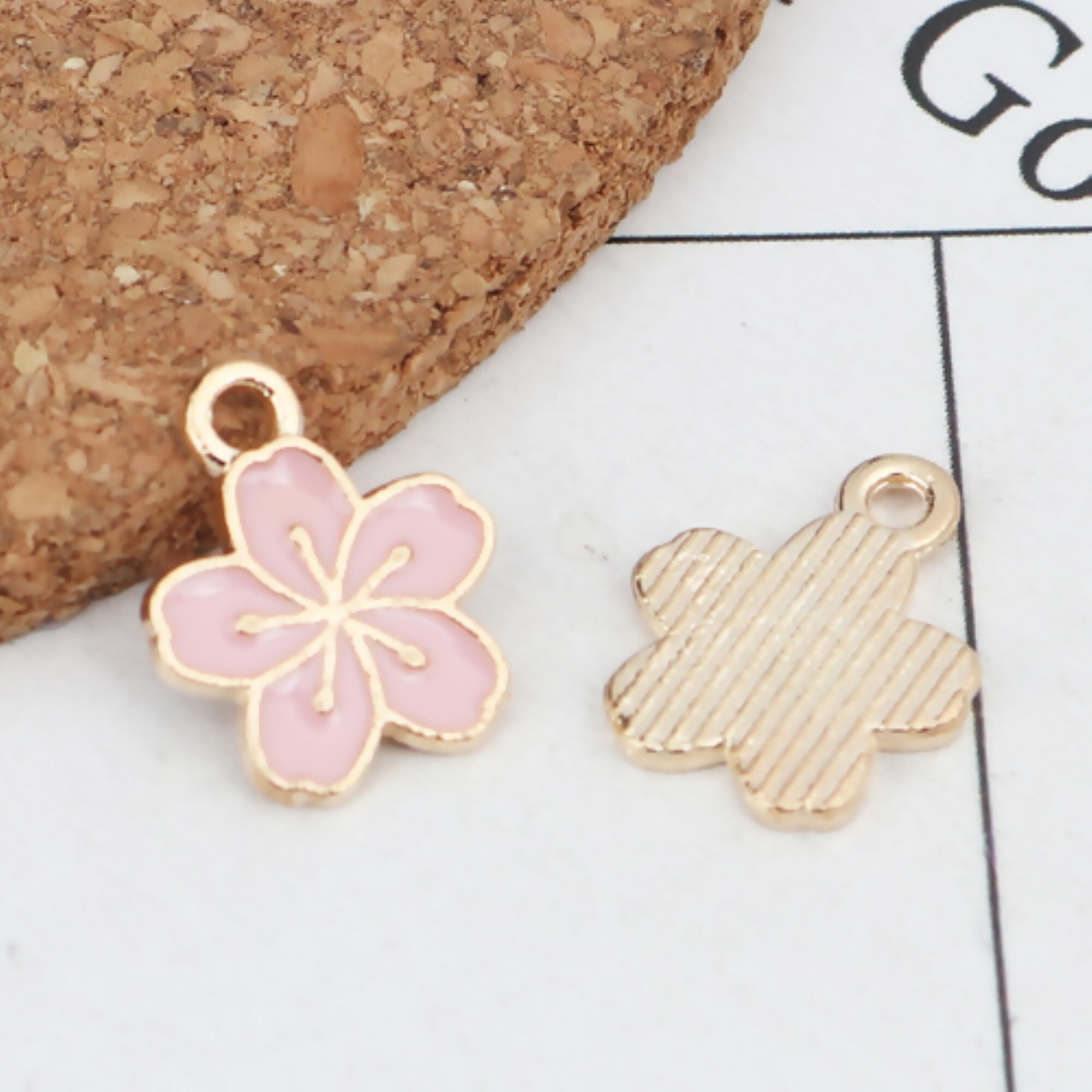 Mini Pink Enamel Sakura Flower Charm - Etsy