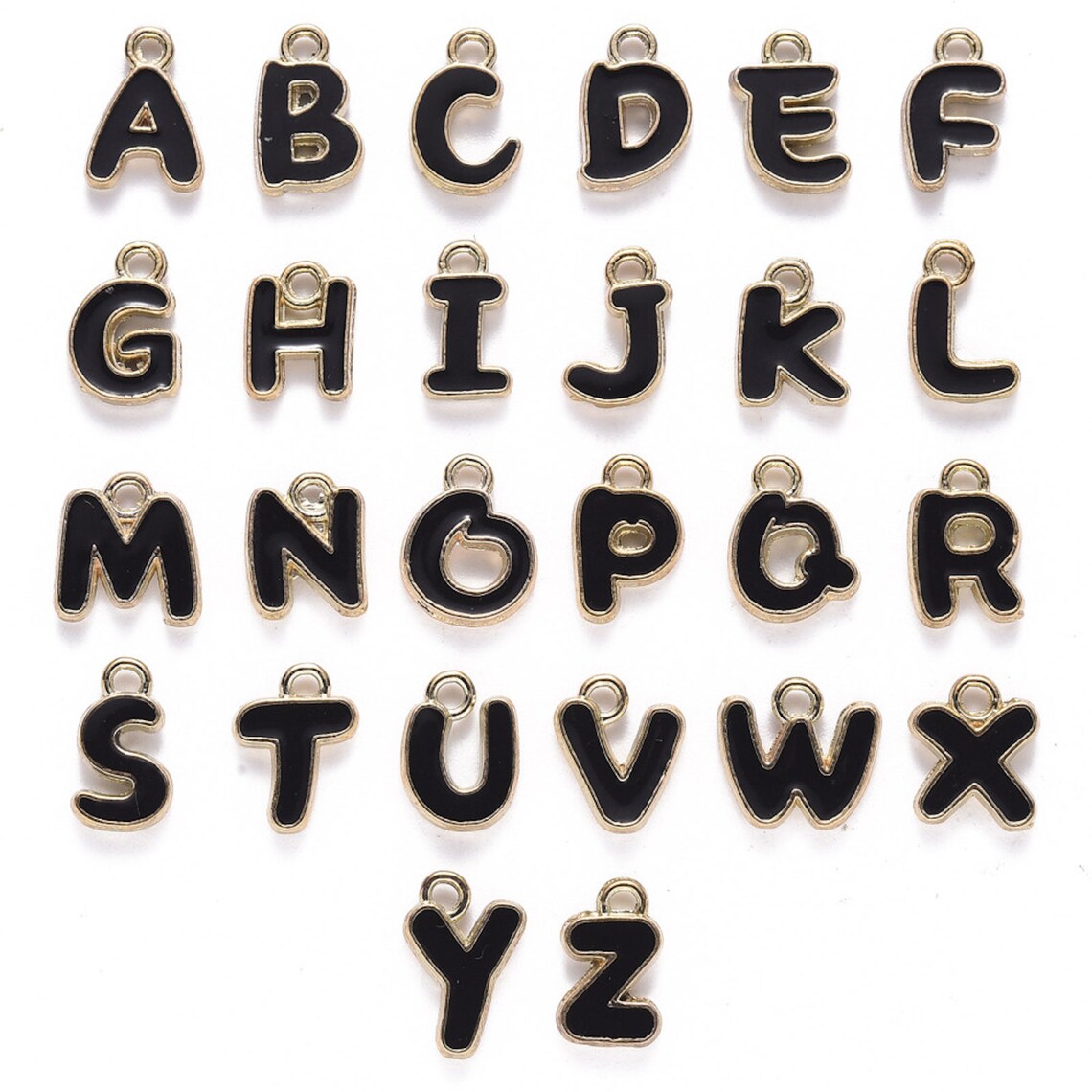 Small Black Enamel Letters Charm - Etsy