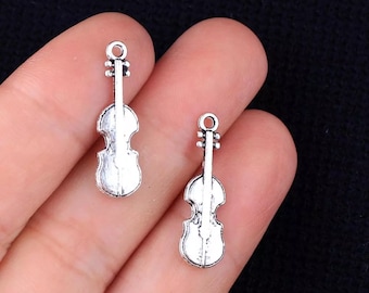Silver Violin Charm W/Split Ring & 4MM Charm Bracelet Charms,Pendant and Bracelet by Easy to be happy Silver Violin Charm W/Split Ring & 4MM Charm Bracelet Charms,Pendant and Bracelet by Easy to be happy