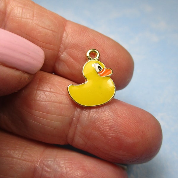 Enameled Yellow Duck Charm