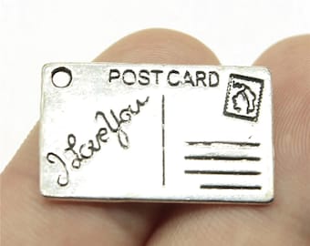 Antique Silver Postcard Charm