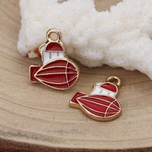 Enameled Red Submarine Charm