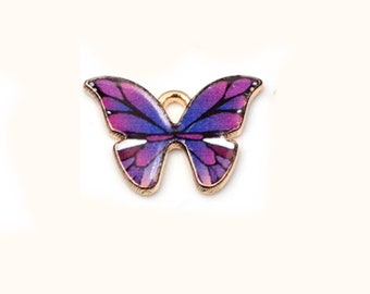 Enameled Purple and Blue Butterfly Charm