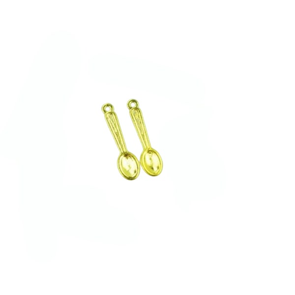 3D Golden Spoon Charm**Set of 2