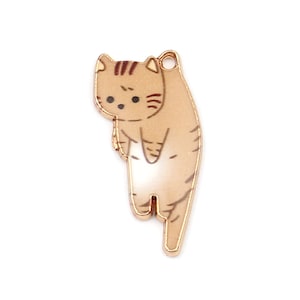 Adorable White/Tan Enameled Cat Charm