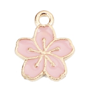 Mini Pink Enamel Sakura Flower Charm